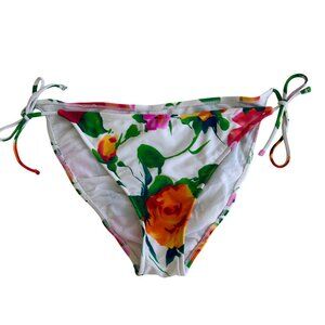 Sunsets (Bare Necessities) Rose Print White Side Tie Bikini Bottoms - XL